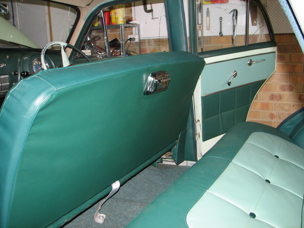 FJ Holden with Floral Green & Bantry Green Elascofab Vinyl trim — Special Sedan